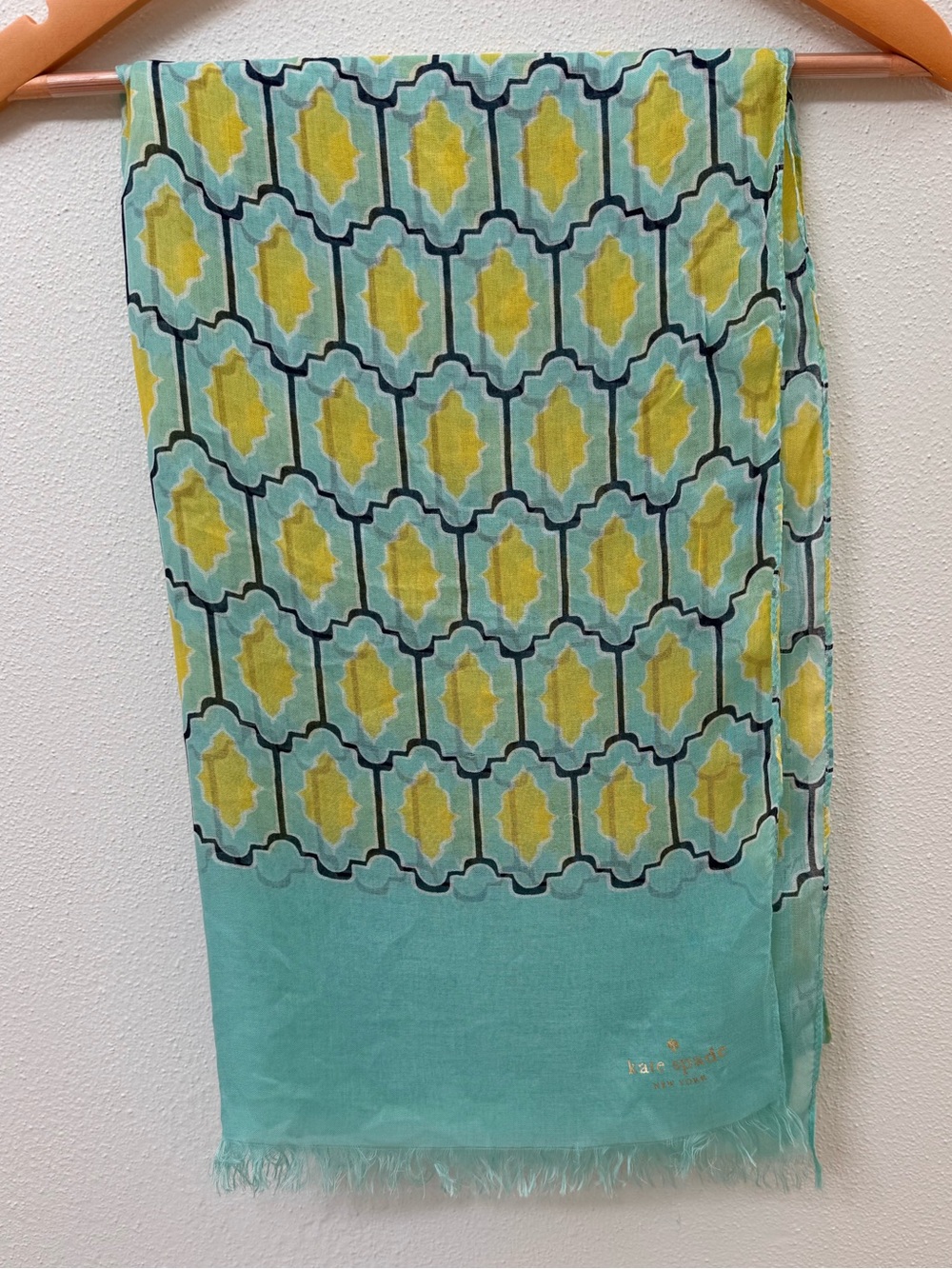 Kate Spade scarf/lightweight wrap turquoise, navy, chartreuse